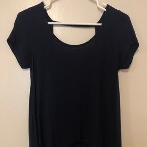 Navy Open Back Shirt